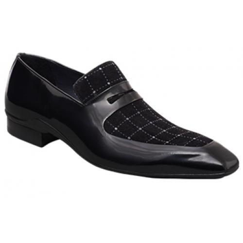 Mezlan "Fino" Black Genuine Hi-Shine Calfskin  Shoes